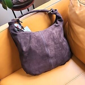 suede bag in chocolate color